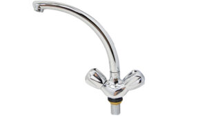 خلاط مجلى (مطبخ) كروم بنظام المقبضين مع قنطرة متحركة - Dual Handle Kitchen Sink Mixer with Swivel Spout