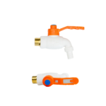 حنفية مياه بلاستيكية (PP) متينة بذراع برتقالي - Durable Plastic (PP) Water Bibcock with Orange Handle