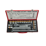 طقم مفاتيح بكسات (سوكت) 24 قطعة قياس 1/2 إنش ماركة MECHA - MECHA 24Pcs 1/2" Drive Socket Set Chrome Vanadium